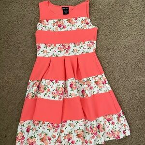 Paper Doll Coral and Floral Kids Dress